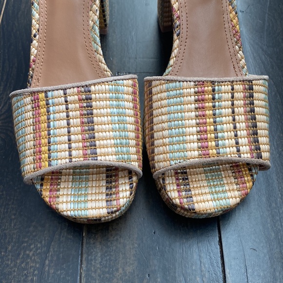 New Urban Outfitters Sienna Rattan Multi-Coloured Sandal with Block Heels - Picture 6 of 12